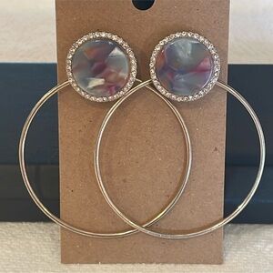 Sugarfix Baublebar Iridescent Colorful Circle Front Flat Hoop Earrings